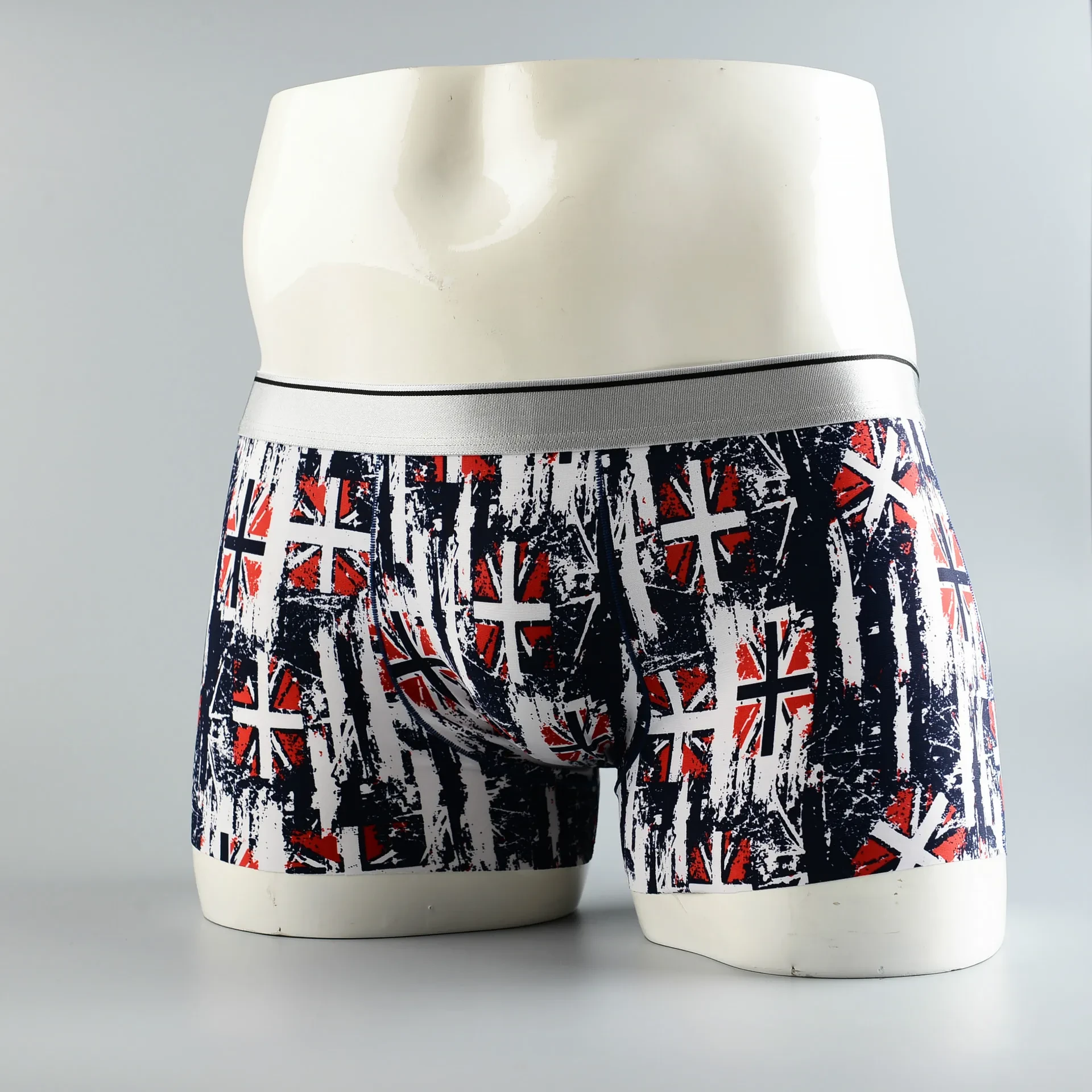 Cartoon Men's Boxer Panties Ice Silk Print Floral Mid-waist Breathable Boxers