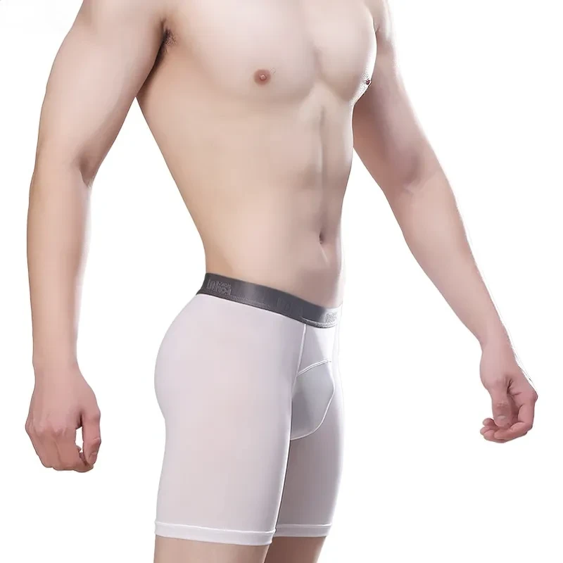 Long-legged Men's Boxer Training Anti-wear White