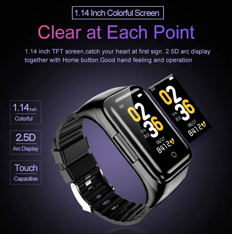 Wireless Bluetooth Headset Smart Watch Screen Waterproof
