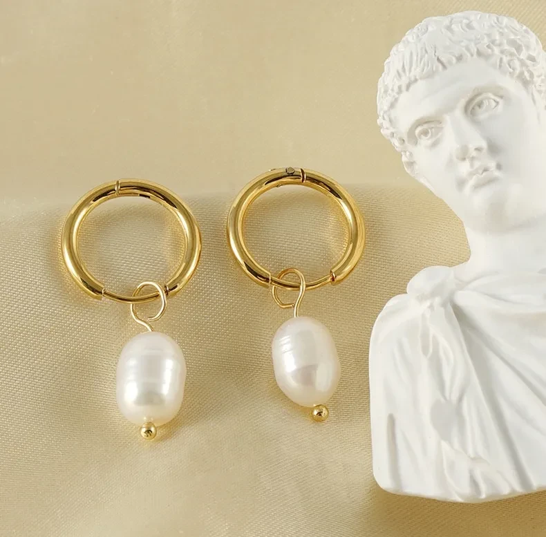 Stainless Steel Personalized Earrings Pearl Earrings Titanium Steel Light Luxury Women's