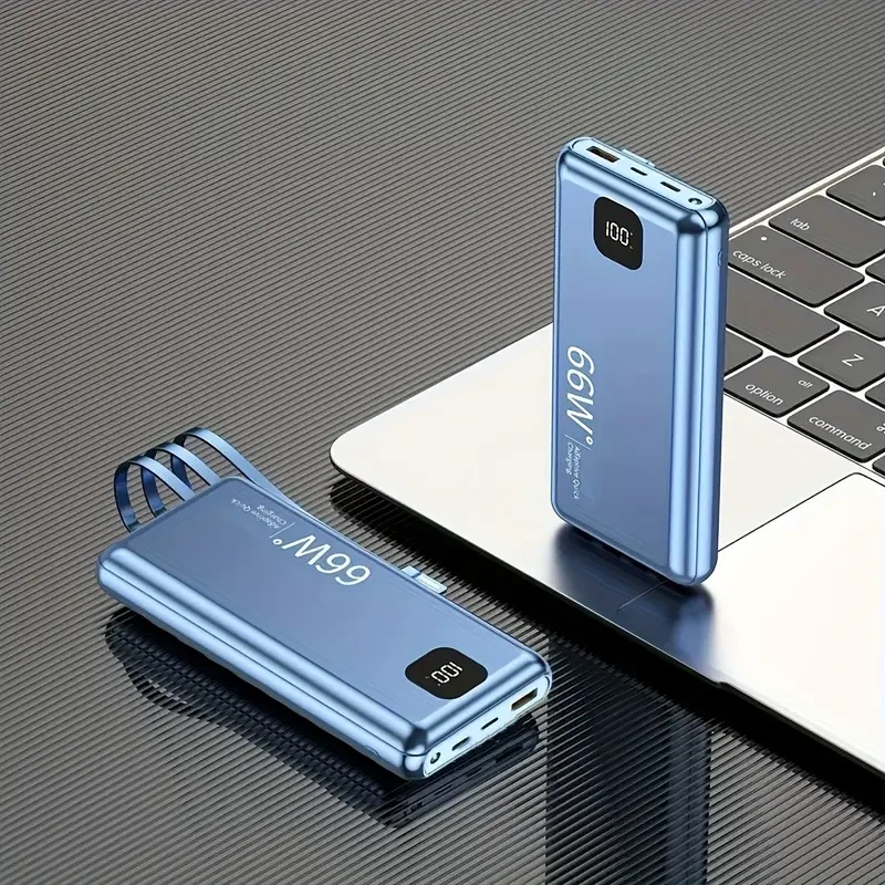 66W Fast Charge Power Bank  20000mAh Built-in 3 Cables