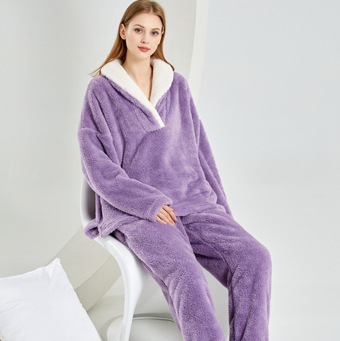 CosyMatch: Flannel Couples Pajama Set - Thickened for Home Comfort